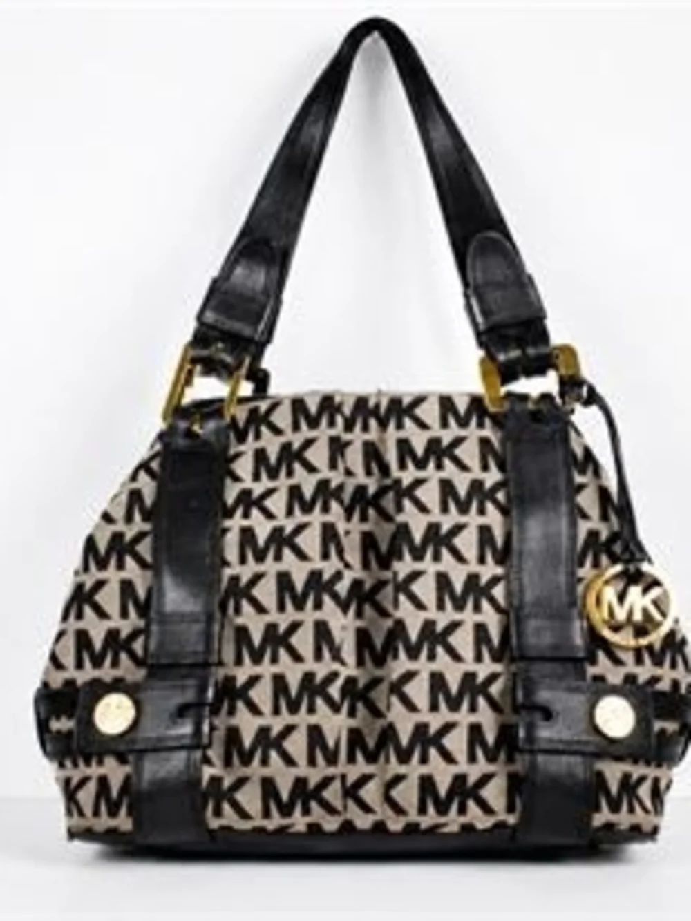 Michael Kors MK Logo Canvas Shoulder Tote Bag